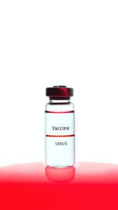 a vaccine vial on white background