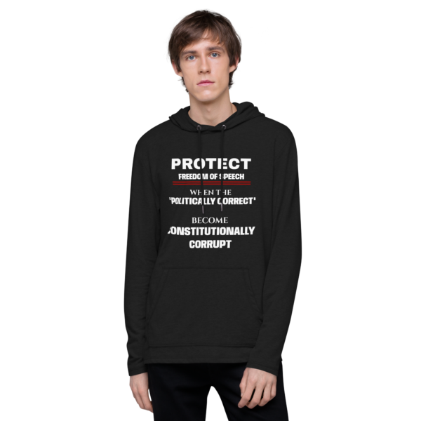 "Protect Freedom of Speech" Unisex Lightweight Hoodie  | www.crazydemocrat.com - Image 7